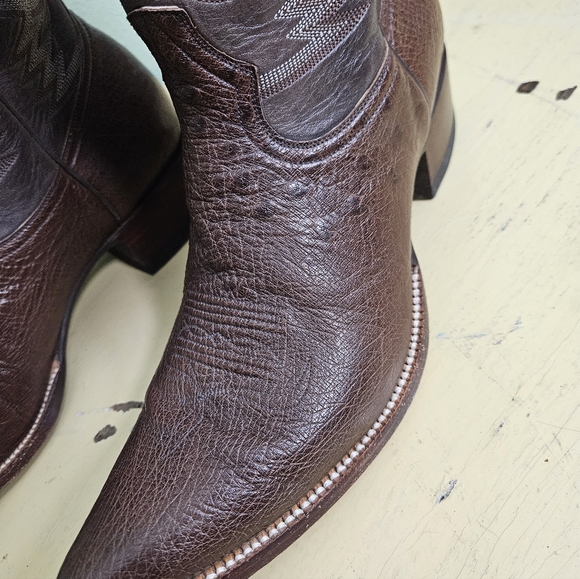 Mens Heritage Boot Co. Norman Smooth Ostrich Brown Western Boots - Picture 8 of 11